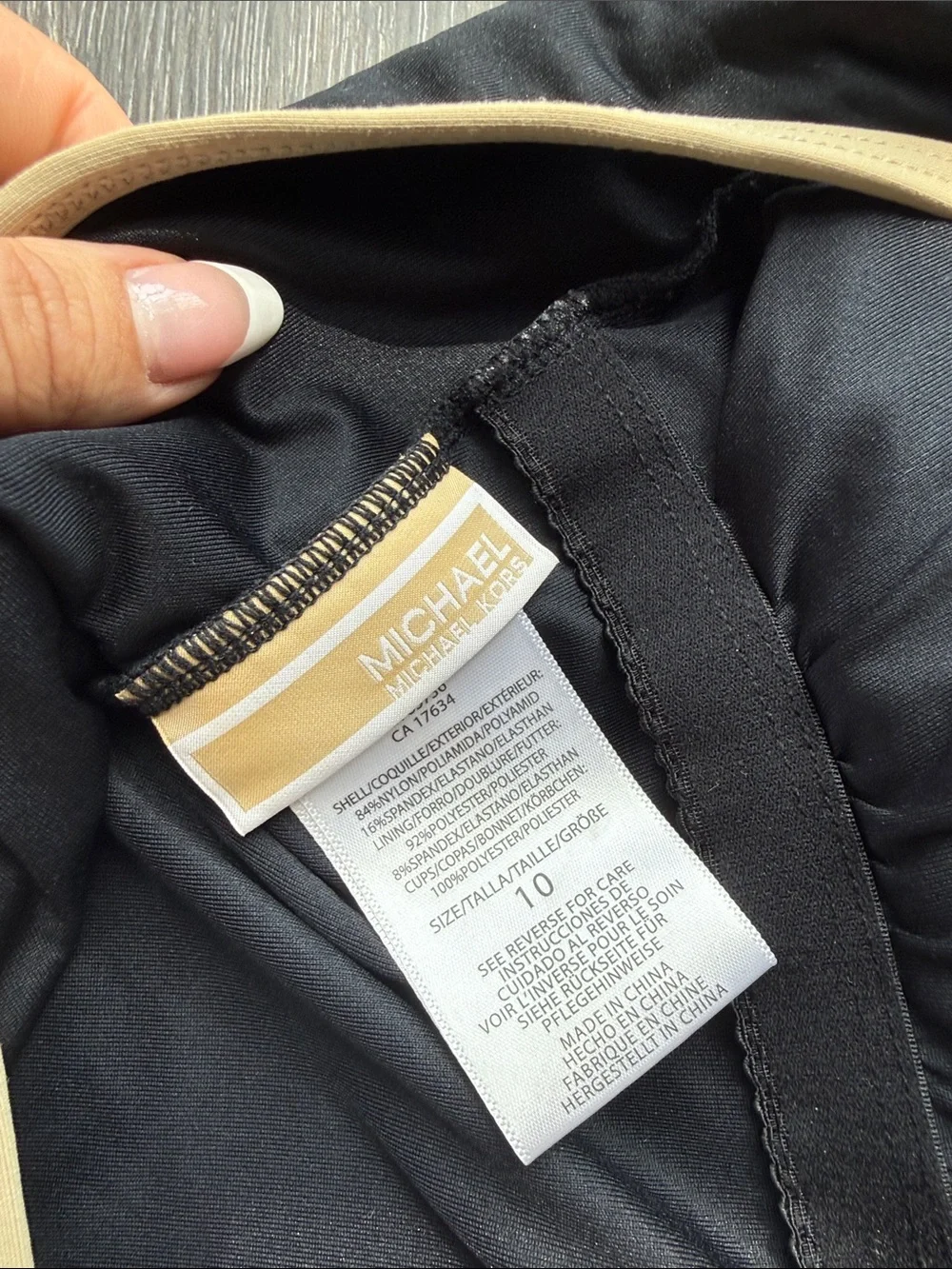 MICHAEL Michael Kors Black One-Piece Swimsuit with Cream Trim